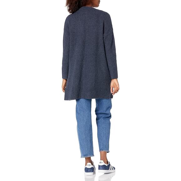 Goodthreads Womens Oversized Boucle Shaker Stitch Cardigan Sweater Navy Blue M - Picture 2 of 15